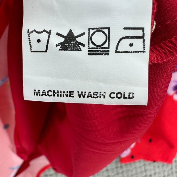 Wayward Fancies eShakti Blouse Womens S Red Floral V-Neck Bell Sleeve Lined - Picture 13 of 14